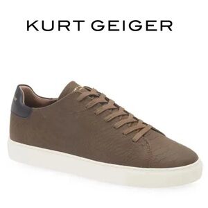 NEW Men KURT GEIGER LONDON Brown Leather Lennon Croc Sneakers Size EU41.5/ US8.5